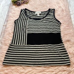 Joseph Ribkoff Black Gray Striped Paneled Tank